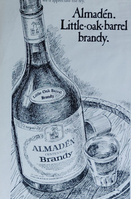 Vintage Retro 1970 Almaden California Brandy Good Things Come In Oak Barrels