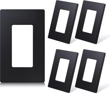 Matte Black 1-Gang Screwless Decorative Wall Plates, Standard Size Unbreakable T