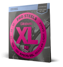 D'Addario 5-String ProSteels Bass Guitar Strings Light, 45-130, Super Long Scale
