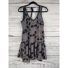 Band Of Gypsies Dress Women's Small Black Boho Tiered Mini Sleeveless Pockets