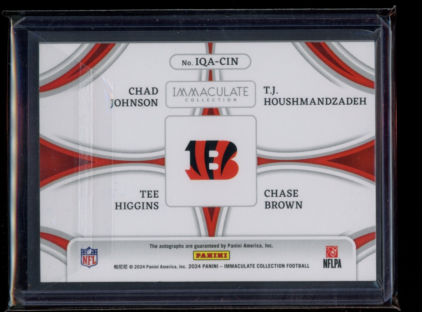 Chad Johnson Chase Brown Tee Higgins TJ 2024 Immaculate Quad Auto /99 view 2