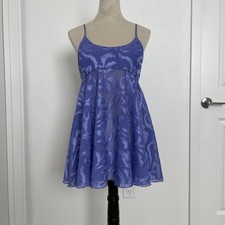 Victoria  s Secret Purple Floral Sheer Babydoll Slip Dress Sz M
