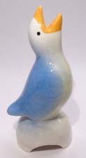 Vintage F&M Wright Ceramics Pie Bird Vent Airbrushed Blue/Yellow Songbird