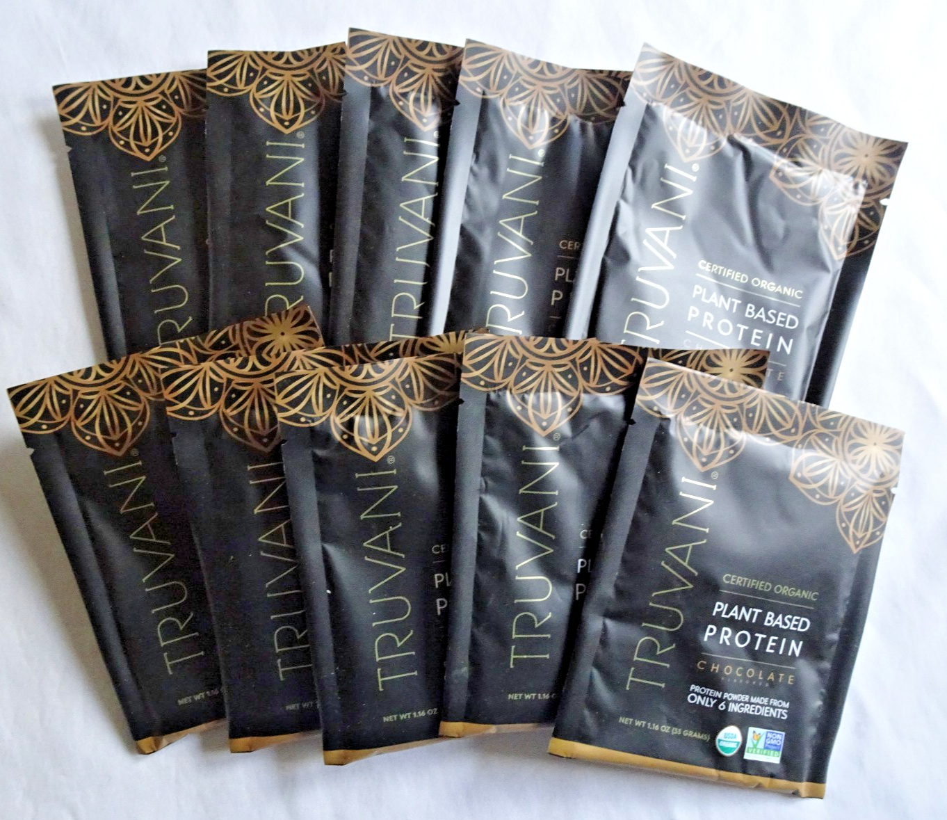 Truvani Plant Based Protein Powder - Chocolate -  10 x 33g Sachet Travel Packets