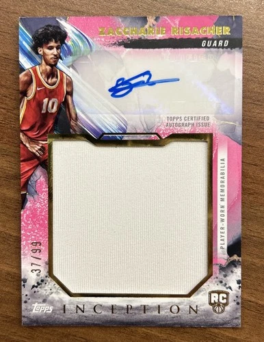 Zaccharie Risacher 2024-25 Topps Inception RC Jumbo Patch Auto Pink SP 37/99