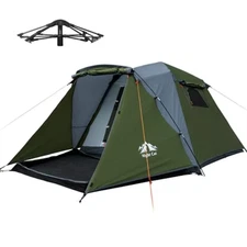 Cabin Tent with Vestibule for Outdoor Camping: 3-Person Pop-Up Design with Doubl