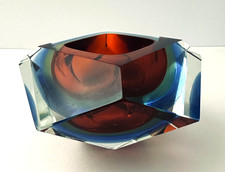 1960  s MCM Murano Sommerso Faceted Glass Bowl by Flavio Poli For Seguso