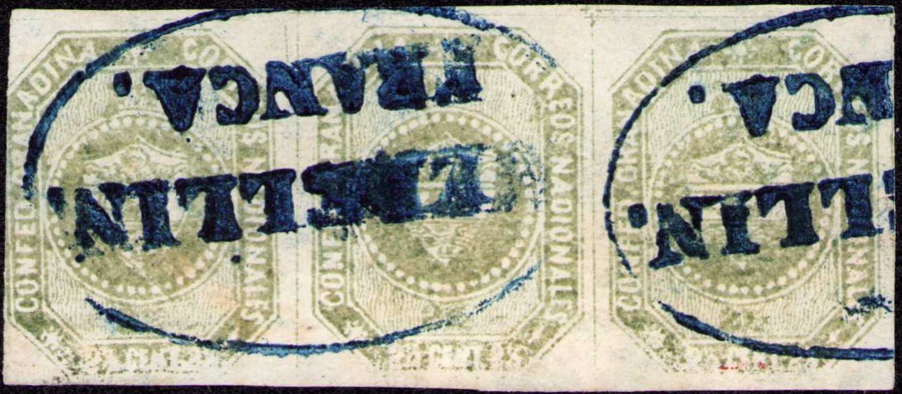 COLOMBIA - CLASSIC - 2.50c STRIP W/ VARIETY - MEDELLIN FRANCA - Sc 1  - 1859 $$$