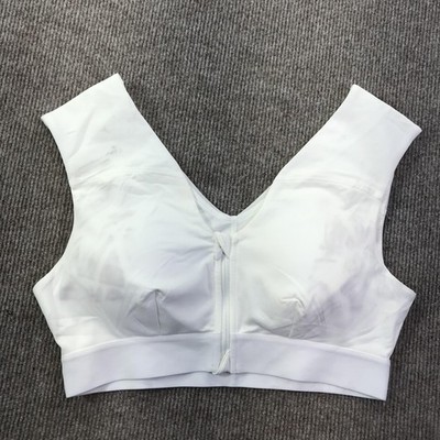 Tommie Copper Sports Bra Womens Large White Front Zip Compression Znergy