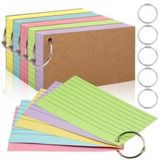 350 Pcs Index Cards With Ring, 3x5 Inches Flash Cards With Rings Colored Heav...