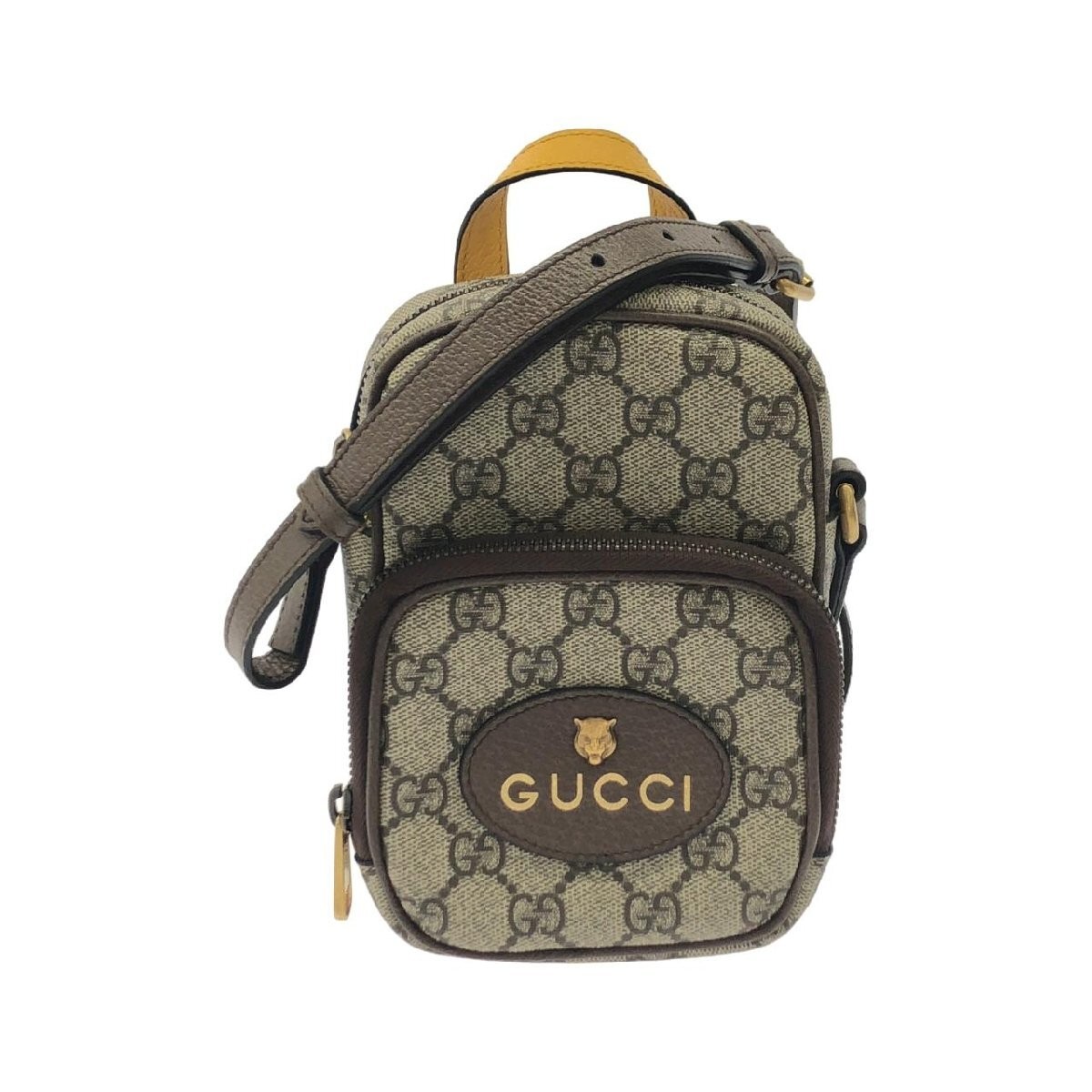 Gucci NEO VINTAGE Shoulder Bag GG Supreme Canvas Leather 13x18cm Used