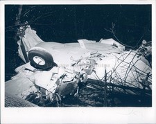 1970 Photo Car Wreck Disaster Transportation Wheels Woods Trees Debris Night