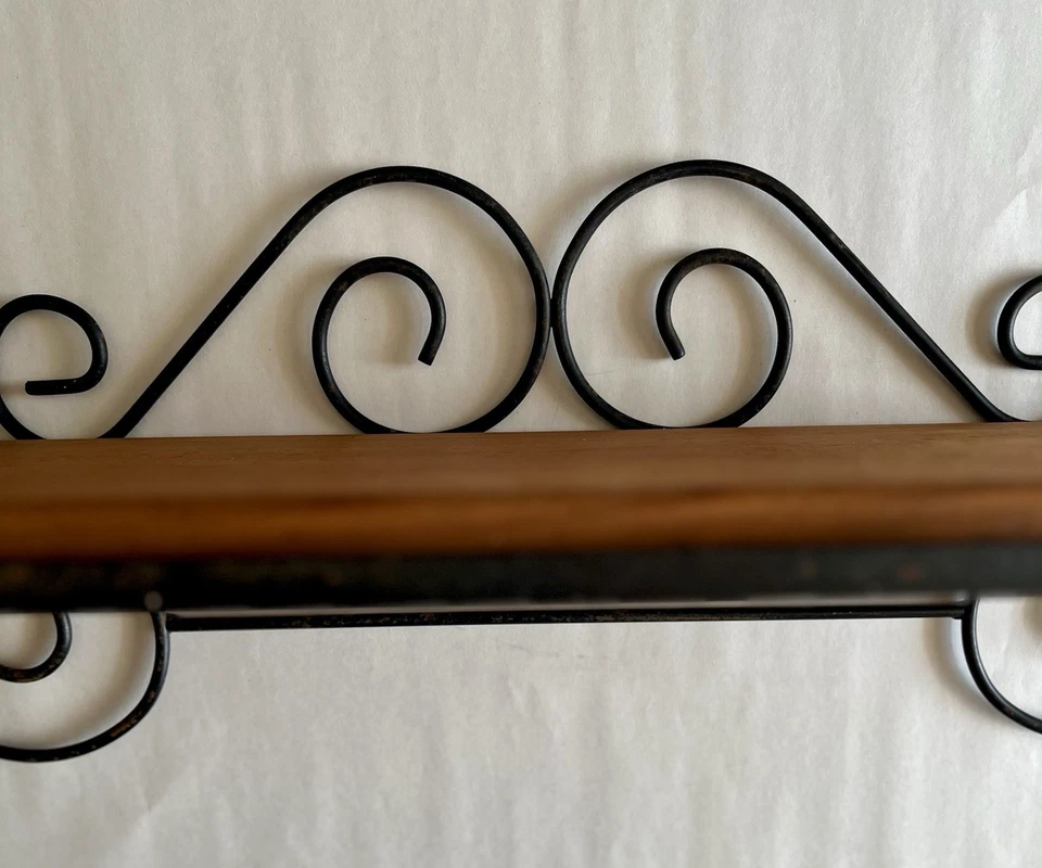 Vintage Wrought Iron and Wood Wall Shelf 18"L x 5"W x 7"H - Image 3 of 4