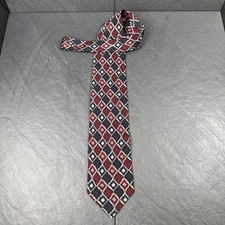 Tesoro Rosso Red Geometric Mens Tie 100% Silk 60 x 3.5 Necktie