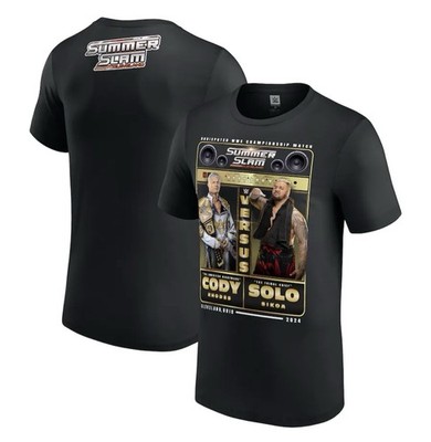 New WWE SummerSlam Cody Rhodes vs Solo Sikoa Authentic T-Shirt Black XL Official