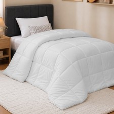 Twin Comforter, Duvet Insert, White, 64 x 88 Inches