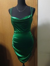 Windsor Emerald Green Satin Ruched Mini Dress NWT Size M Lace Up Back Cocktail