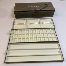 New Pandora 3 Tier Storage Organizer Jewelry Box Suede 10x4 stackable w/Box