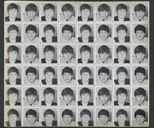 The Beatles 1964 Black & White Photo Stamp Sheet FAB VINTAGE 48 STAMPS OLD STOCK