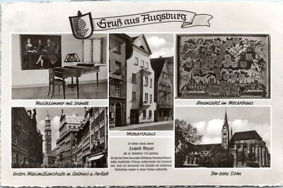 RPPC Gruss Aus Augsburg, Germany - Multiple Views Photo Postcard - Posted 1959