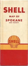 1947 SHELL OIL Road Map SPOKANE Geiger Field Fort George Wright Washington State