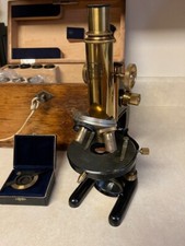 Rare Antique Carl Zeiss Microscope Jena. Orig. Locking Wood Case. see desc.