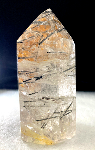 TOURMALINE IN POLISHED QUARTZ CRYSTAL - 3 3/4 inches - Picture 1 of 7