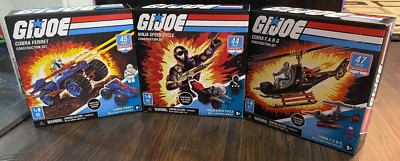 Lot of 3  GI Joe Construction Set Snow Cat Ninja Speed Cycle Cobra F.A.N.G. Fang