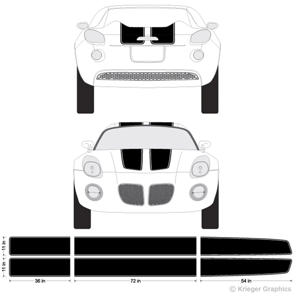 Calcomanías gráficas de vinilo EZ Rally Racing Stripes 3M para Pontiac Sunfire o Solstice Foto 4 de 4