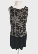 ALEX EVENINGS Women Sheath Knee Length Dress Size 8 Gold Glitter Layer 113A