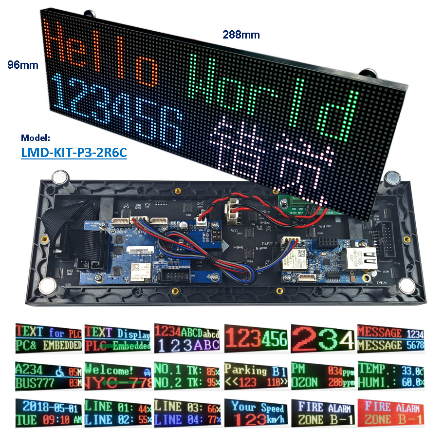 PLC PC IoT MCU Robot Compatible LED Text Display - RS232 TTL Ethernet Interface