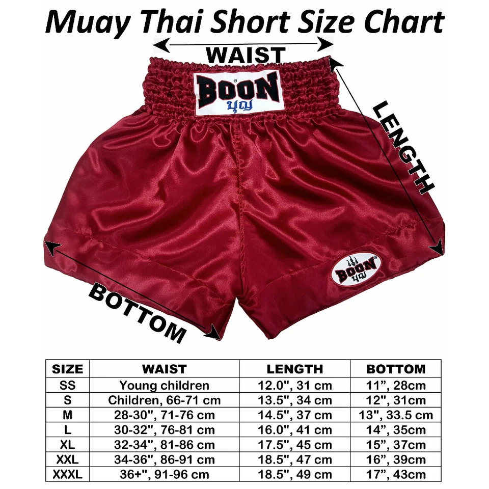 Pantalones Cortos Boon Muay Thai Satén Niños Adultos Talla Pantalones Colores Lisos Equipo Deportivo Foto 2 de 4
