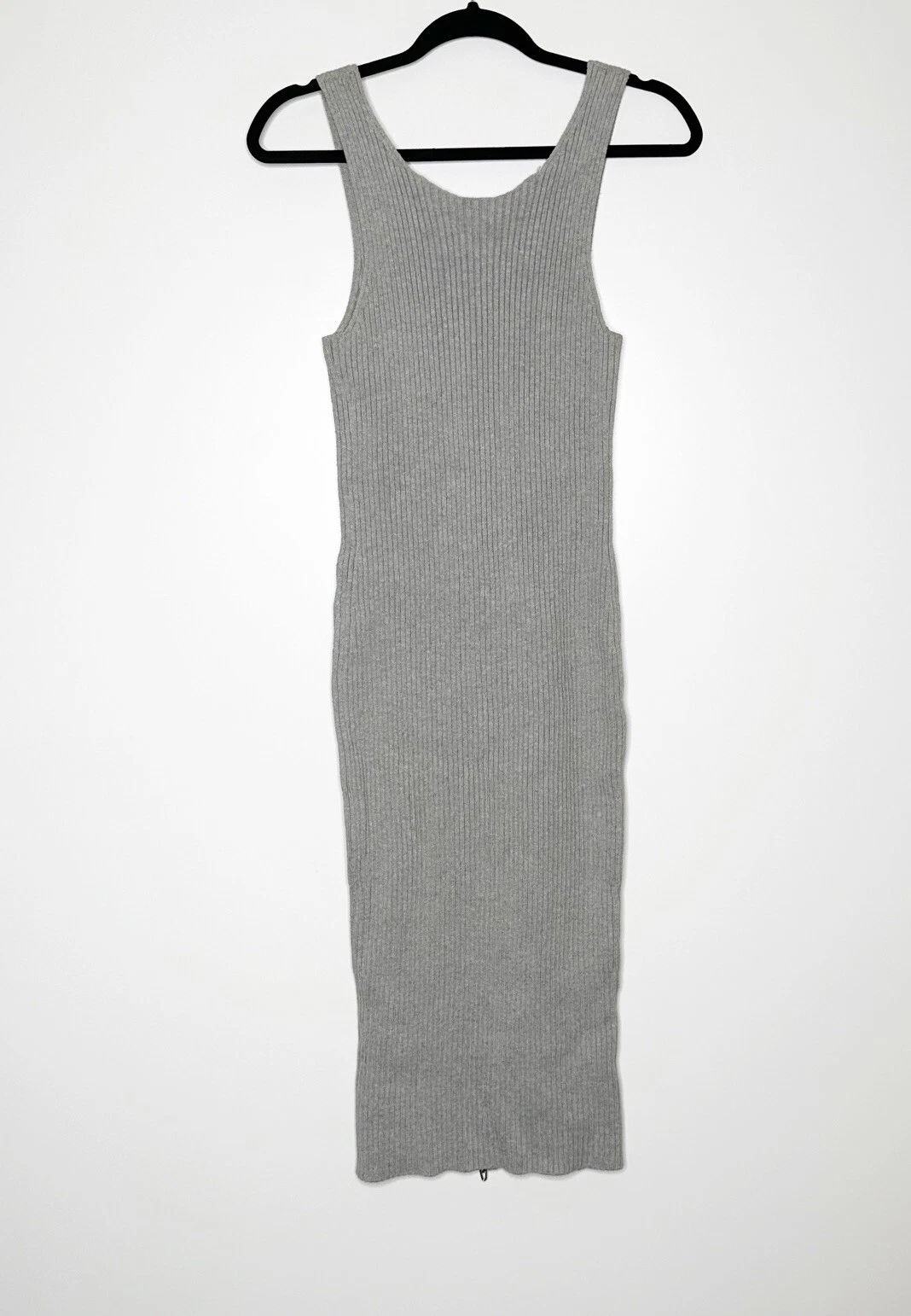 Alexander Wang maglione smanicato a costine abito midi zip davanti donna grigio taglia S