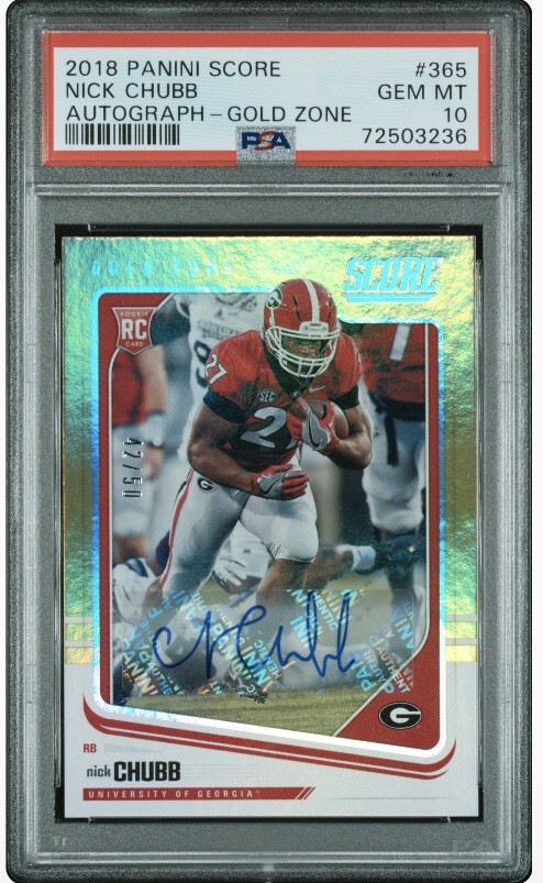 Nick Chubb Panini Honors Score Update Rookies #455 Signature-Gold Zone