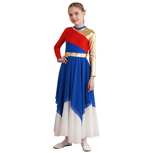 Kinder Mädchen Tanzkleid Rundhals Tanz Kostüme Lob Chiffon Saum Kleid - Bild 14 von 53