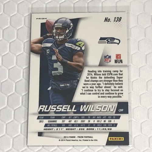 Russell Wilson 2014 Panini Prizm Red White Blue Seahawks Steelers - Picture 2 of 3