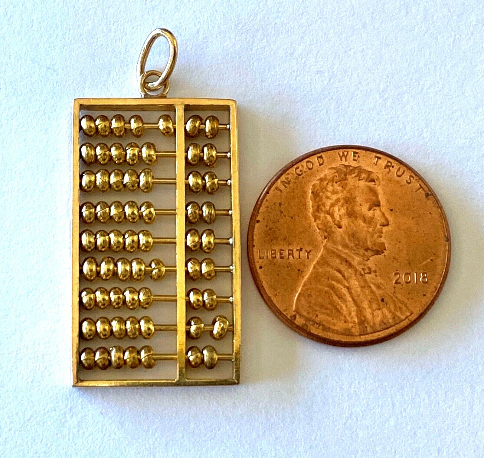 Solid 14K Yellow Gold Working Abacus Moveable Bea… - image 2