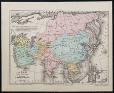 1874 - Carte ancienne de l'Asie - Levasseur et Périgot - Chine, Japon, Inde