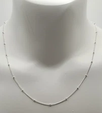 NEW Delicate Dainty 16" Sterling Silver Satellite 1.9mm Bead Chain Necklace 1.9g