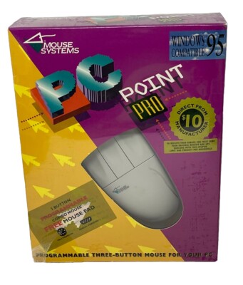 VTG Mouse Systems 3 Button Mouse Programmable Big Box PC Sealed 1996 Serial