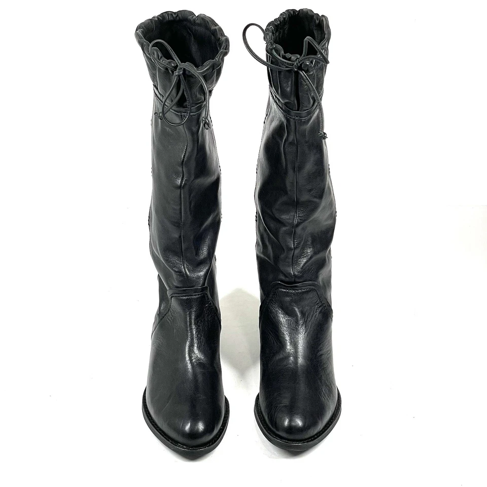 Botas B Makowsky Talla 6.5 M Savannah Cuero Negro Corbata holgada Equitación Alta Foto 2 de 4