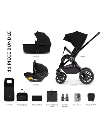 Venicci Tinum Upline 3 in 1 Travel system bundle in All Black