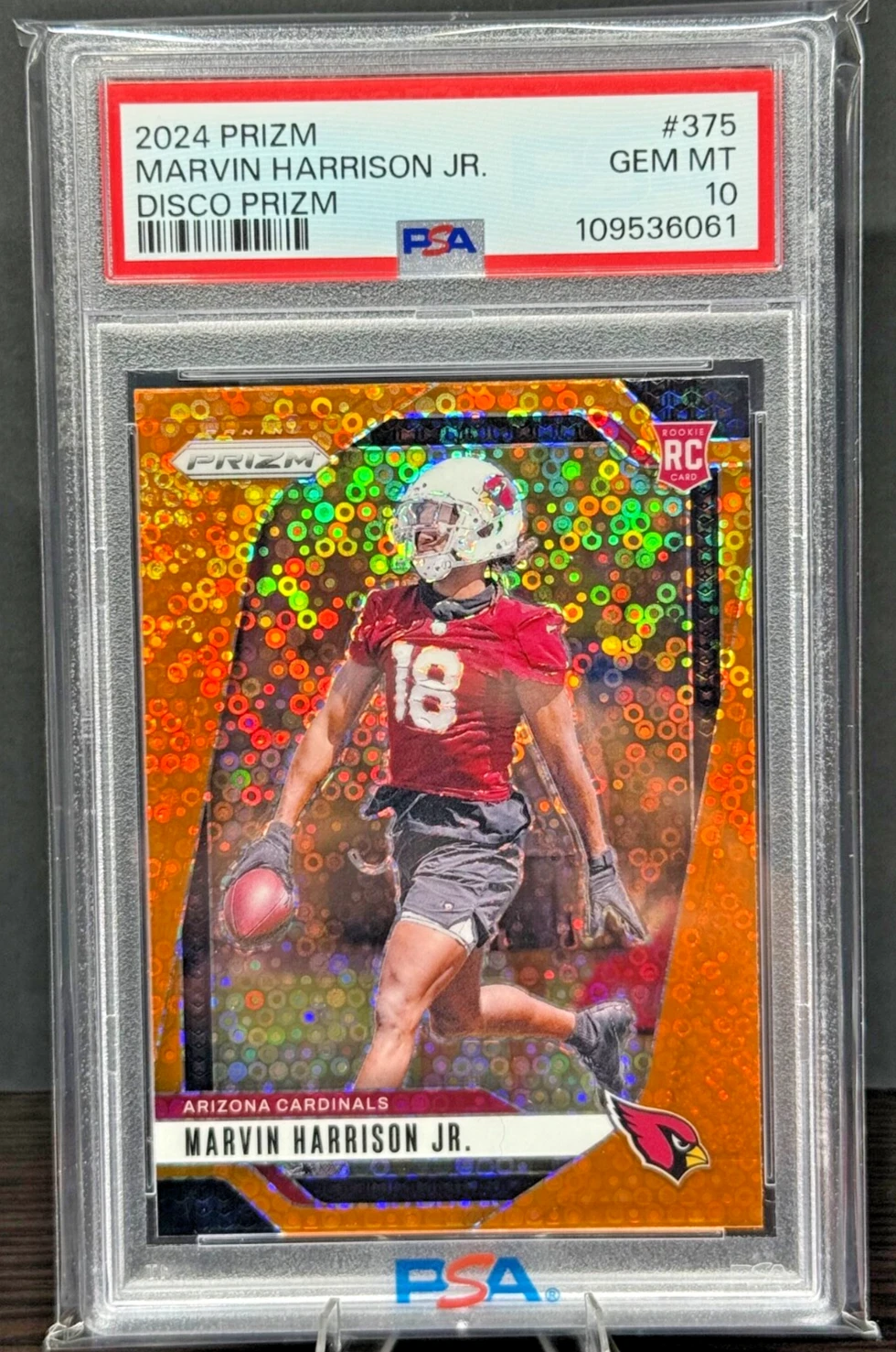 Deal for 2024 PANINI PRIZM DISCO PRIZM #375 MARVIN HARRISON JR. ROOKIE RC PSA 10