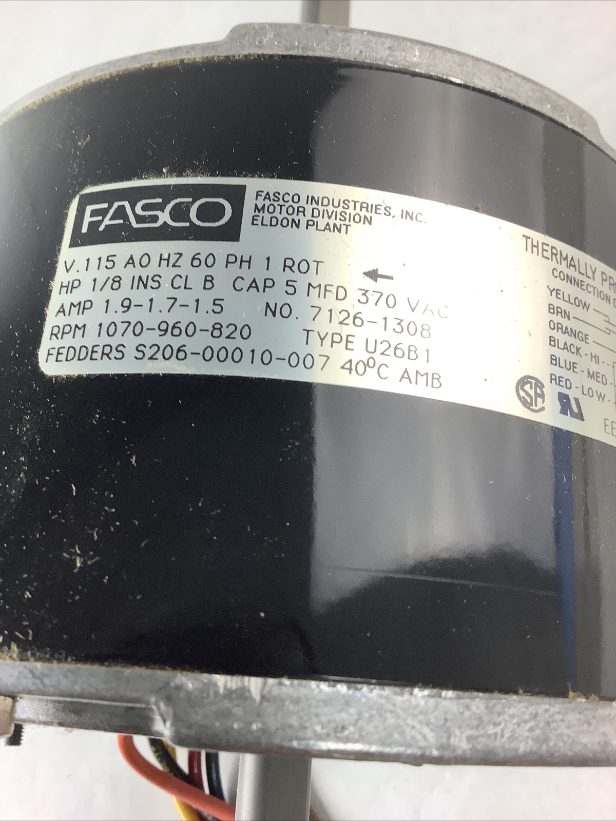 Fasco 3/4 HP Blower Motor 1025 RPM Type U26B1 for sale online eBay