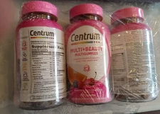 Lot/3 Centrum MULTI+BEAUTY Multi Gummies, Cherry, Berry & Orange, 100 Ct 02/2024