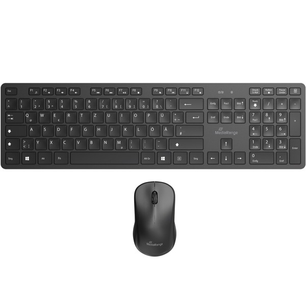Mediarange Funk Tastatur + Optische 3-Tasten Maus Set Schwarz Qwertz Kabellos-image