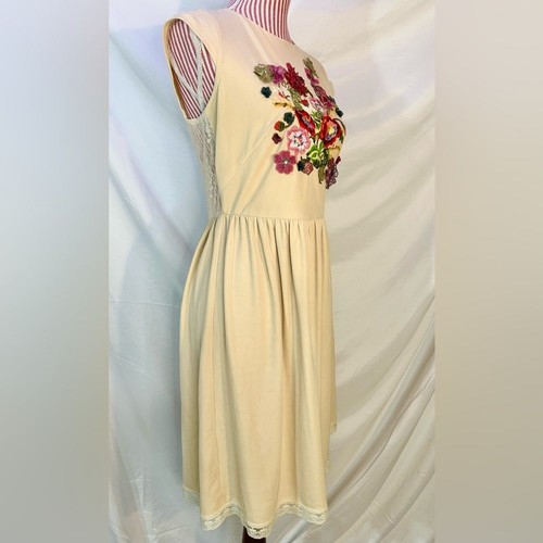 Abito A-Line Label by Five Twelve panna colorato ricamo floreale applique tg 8 - Foto 5 di 15