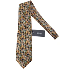 Drake's NWT Neck Tie in Orange / Multicolor Mini Floral Print 100% Silk
