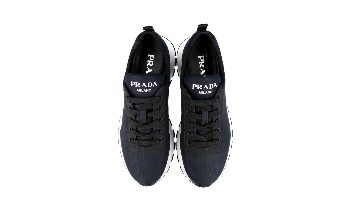 AUTH LUXURY PRADA TRAINERS SHOES 4E3486 BLUE NYLON NEW 5 39 39,5 