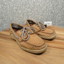 Sperry Top Sider Loafer Boys 3M Tan Leather Billfish Boat Shoes YB42948